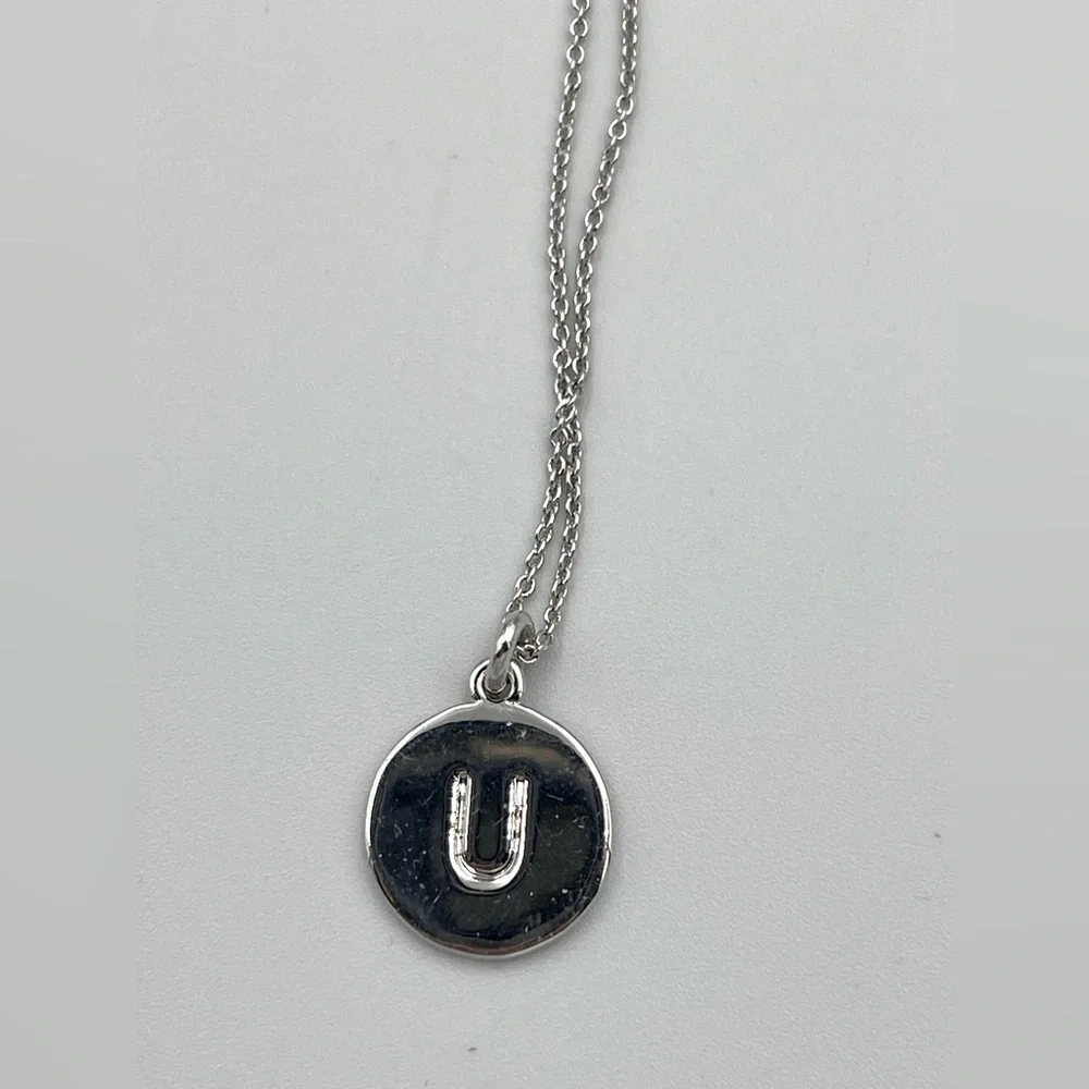 Kate Spade Monogram Necklace Silver Initial U Pendant 2034